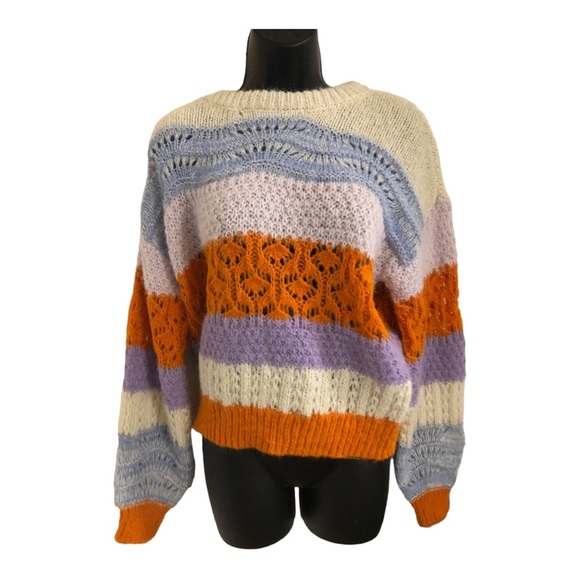 Vero Moda crochet knit colorblock new boho sweater size medium brand new - Picture 9 of 17